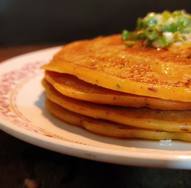 Chorizo and Cheese Pancakes with Chilli Butter